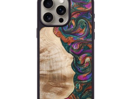 iPhone 15 Pro Max Wood+Resin Phone Case - Yvonne (Green, 670668) Discount