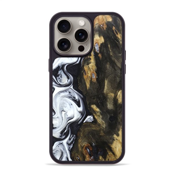 iPhone 15 Pro Max Wood+Resin Phone Case - Joaquin (Black & White, 669520) Supply