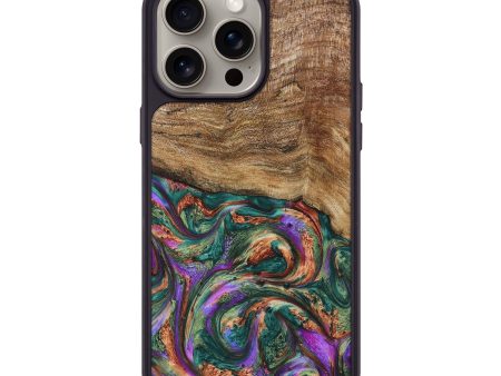 iPhone 15 Pro Max Wood+Resin Phone Case - Kameron (Green, 669204) Hot on Sale