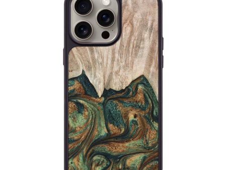 iPhone 15 Pro Max Wood+Resin Phone Case - Karina (Green, 668593) Supply