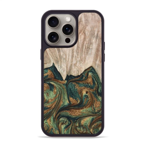 iPhone 15 Pro Max Wood+Resin Phone Case - Karina (Green, 668593) Supply