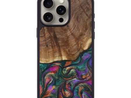 iPhone 15 Pro Max Wood+Resin Phone Case - Yolanda (Green, 670676) For Sale