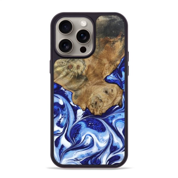 iPhone 15 Pro Max Wood+Resin Phone Case - Clinton (Blue, 669720) Online Hot Sale