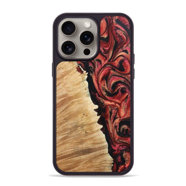 iPhone 15 Pro Max Wood+Resin Phone Case - Clint (Red, 666707) Online