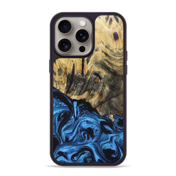 iPhone 15 Pro Max Wood+Resin Phone Case - Brooks (Blue, 669379) on Sale