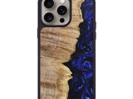 iPhone 15 Pro Max Wood+Resin Phone Case - Chelsea (Blue, 669701) Online Sale