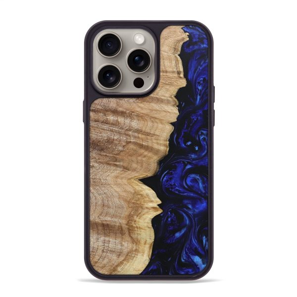 iPhone 15 Pro Max Wood+Resin Phone Case - Chelsea (Blue, 669701) Online Sale