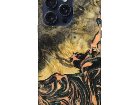 iPhone 15 Pro Max Wood+Resin Live Edge Phone Case - Selena (Green, 669267) Online Hot Sale