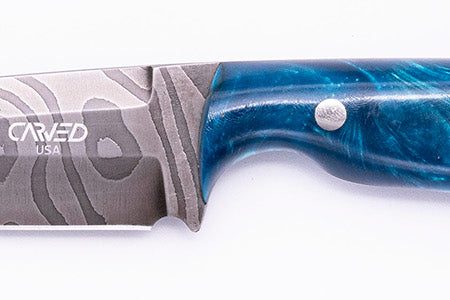 Carved Damascus Field Knife #20642 Sale