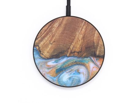 Circle Wood+Resin Wireless Charger - Jewell (Teal & Gold, 671387) Online now