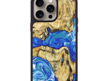 iPhone 15 Pro Max Wood+Resin Phone Case - Dominique (Blue, 666650) Online Sale