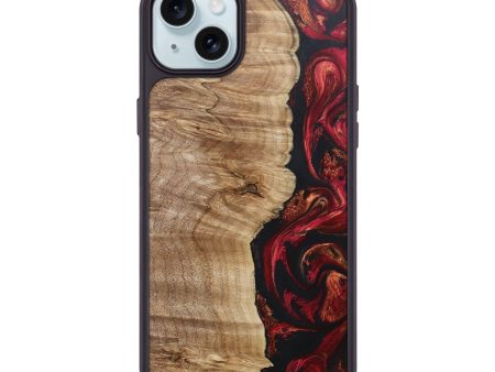 iPhone 15 Plus Wood+Resin Phone Case - Irvin (Red, 671092) For Sale