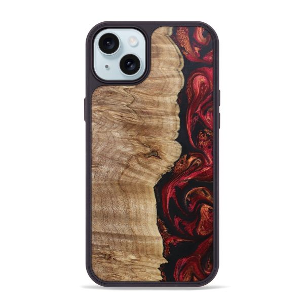 iPhone 15 Plus Wood+Resin Phone Case - Irvin (Red, 671092) For Sale