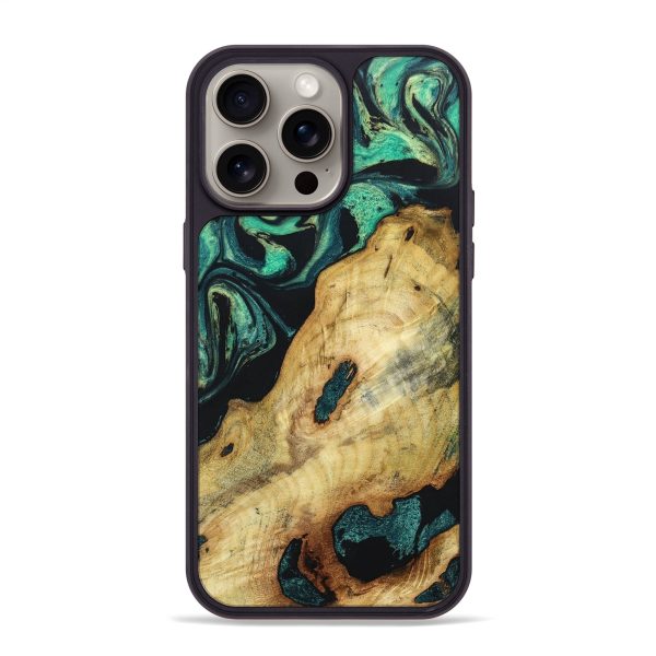 iPhone 15 Pro Max Wood+Resin Phone Case - Etta (Green, 666752) Online Sale