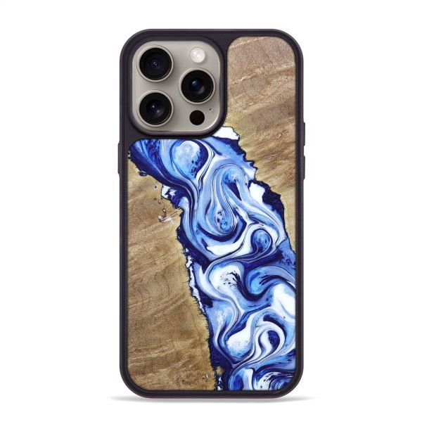 iPhone 15 Pro Max Wood+Resin Phone Case - Diamond (Blue, 669725) Online