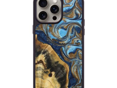 iPhone 15 Pro Max Wood+Resin Phone Case - Wilson (Teal & Gold, 670128) Supply