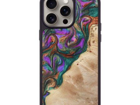 iPhone 15 Pro Max Wood+Resin Phone Case - Jonathan (Green, 669194) For Sale