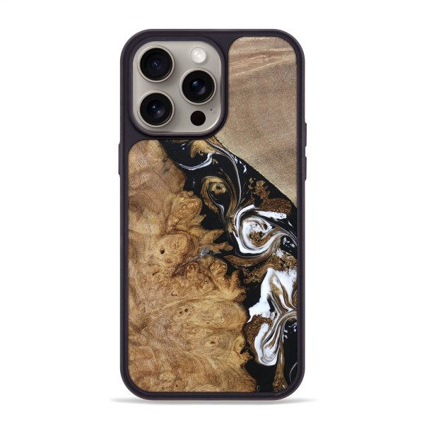 iPhone 15 Pro Max Wood+Resin Phone Case - Herbert (Black & White, 670339) Supply