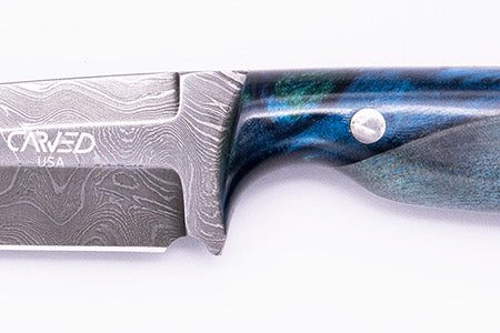 Carved Damascus Field Knife #20654 on Sale