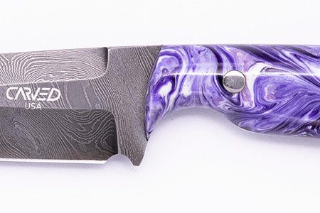 Carved Damascus Field Knife #20661 Discount