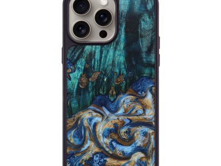 iPhone 15 Pro Max Wood+Resin Phone Case - Harrison (Teal & Gold, 669825) Online