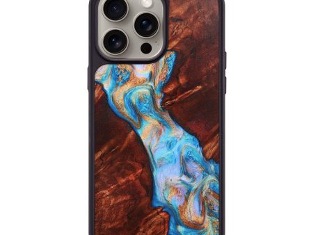 iPhone 15 Pro Max Wood+Resin Phone Case - Kadence (Teal & Gold, 666827) Online Hot Sale