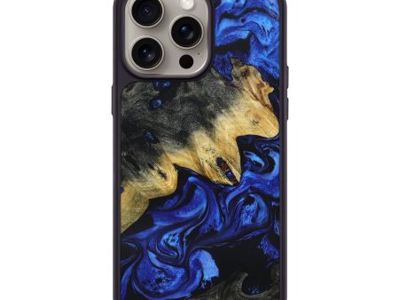 iPhone 15 Pro Max Wood+Resin Phone Case - Arielle (Blue, 666646) For Sale