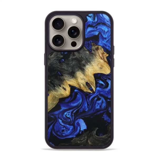 iPhone 15 Pro Max Wood+Resin Phone Case - Arielle (Blue, 666646) For Sale