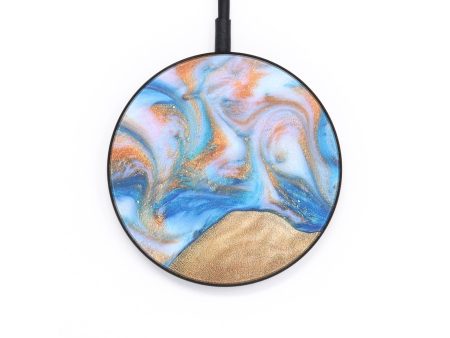 Circle Wood+Resin Wireless Charger - Grace (Teal & Gold, 671393) Hot on Sale