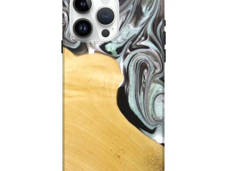 iPhone 15 Pro Max Wood+Resin Live Edge Phone Case - Trista (Black & White, 671429) Discount