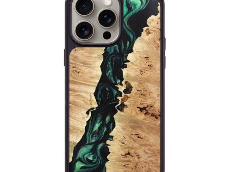 iPhone 15 Pro Max Wood+Resin Phone Case - Blair (Green, 670485) Cheap