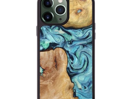 iPhone 13 Pro Max Wood+Resin Phone Case - Cora (Blue, 667788) For Cheap