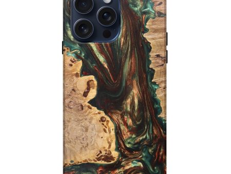 iPhone 15 Pro Max Wood+Resin Live Edge Phone Case - Alisa (Green, 669588) Hot on Sale