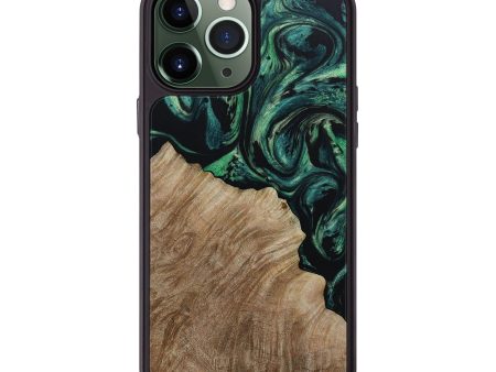 iPhone 13 Pro Max Wood+Resin Phone Case - Joe (Green, 667686) For Cheap