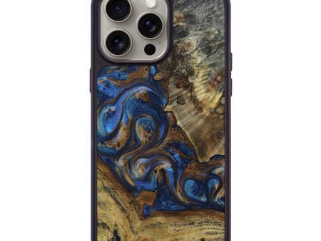 iPhone 15 Pro Max Wood+Resin Phone Case - Paul (Teal & Gold, 667468) Online Hot Sale