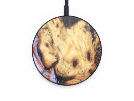 Circle Wood+Resin Wireless Charger - Faye (Teal & Gold, 671400) Online Hot Sale