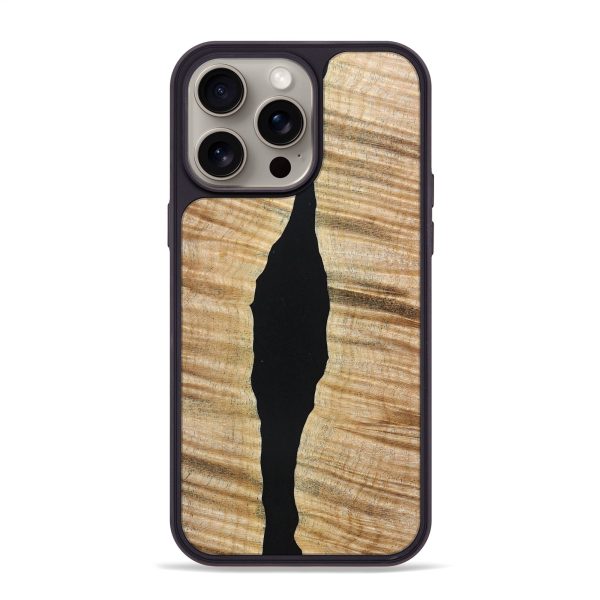 iPhone 15 Pro Max Wood+Resin Phone Case - Annalise (Pure Black, 666806) Cheap