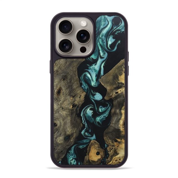 iPhone 15 Pro Max Wood+Resin Phone Case - Angelo (Green, 669866) Cheap