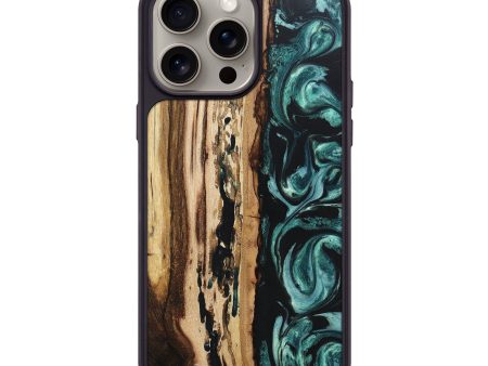 iPhone 15 Pro Max Wood+Resin Phone Case - Denzel (Green, 669892) For Discount