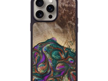 iPhone 15 Pro Max Wood+Resin Phone Case - Vicky (Green, 669191) Fashion