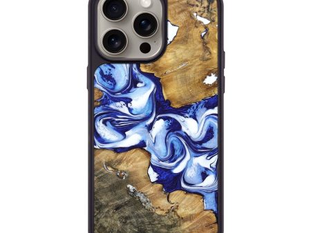 iPhone 15 Pro Max Wood+Resin Phone Case - Nakia (Blue, 669698) Cheap