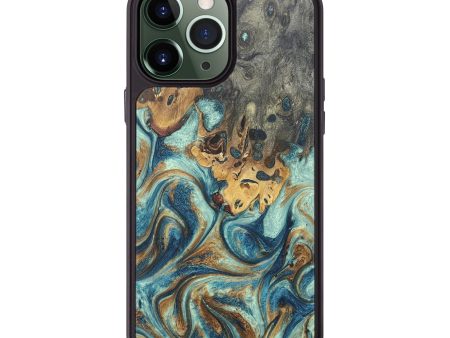 iPhone 13 Pro Max Wood+Resin Phone Case - Christa (Teal & Gold, 671603) Online Hot Sale