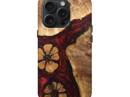 iPhone 15 Pro Wood+Resin Live Edge Phone Case - Alina (Red, 671196) Online now