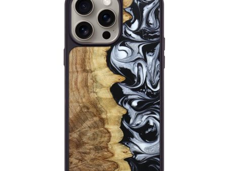 iPhone 15 Pro Max Wood+Resin Phone Case - Willis (Black & White, 667644) Cheap