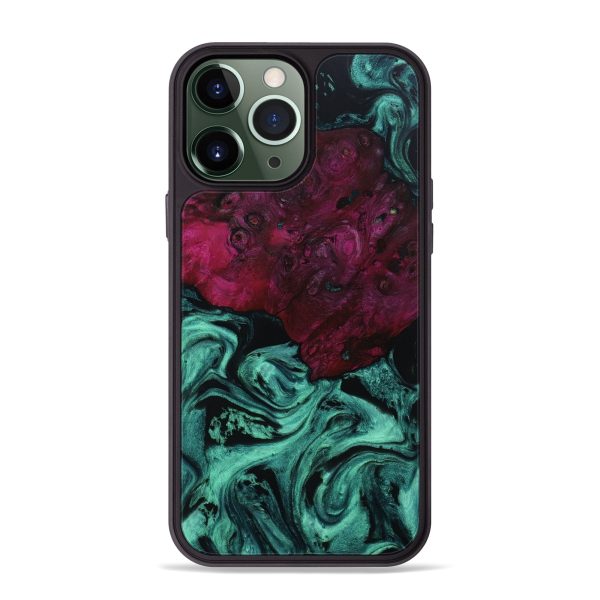 iPhone 13 Pro Max Wood+Resin Phone Case - Melody (Green, 667665) Supply