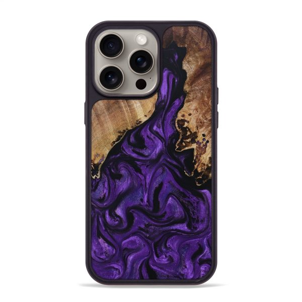 iPhone 15 Pro Max Wood+Resin Phone Case - Tyson (Purple, 667540) For Sale