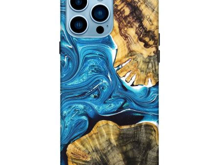 iPhone 14 Pro Max Wood+Resin Live Edge Phone Case - Bernard (Blue, 668541) Supply