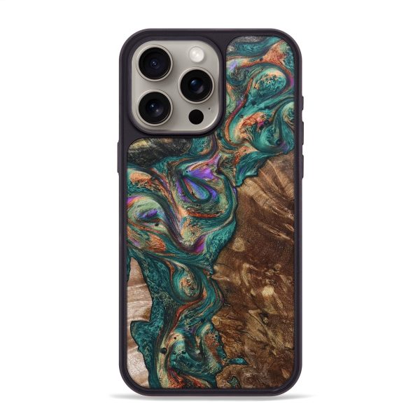 iPhone 15 Pro Max Wood+Resin Phone Case - Autumn (Mosaic, 670589) Fashion