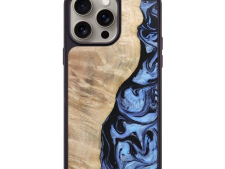 iPhone 15 Pro Max Wood+Resin Phone Case - Baylee (Blue, 669692) Cheap