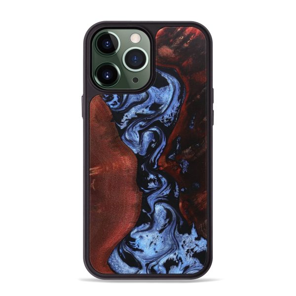 iPhone 13 Pro Max Wood+Resin Phone Case - Destinee (Blue, 669712) For Sale